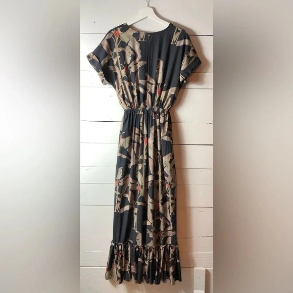 Eugenia Fernandez Tropical High Slit Floral Maxi Dress in Black Size Small - Picture 2 of 7